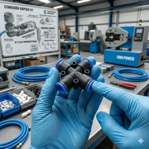 como-instalar-una-union-neumatica-de-8mm-en-cruz marcas-recomendadas-de-racor-union-neumatico-en-cruz-8mm Codo neumatico 8mm para aire comprimido Conector neumático codo 8 mm Instrutek Codo neumatico 8mm para sistemas neumáticos