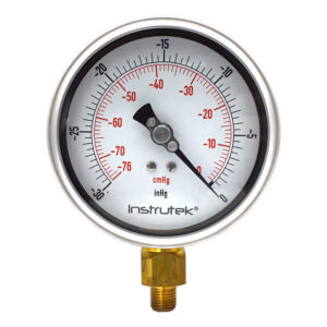 Vacuómetro 4", lleno de líquido premium, 1/4" NPT, inferior, 30 Vac inHg-cmHg