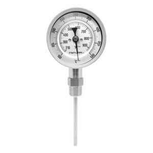 Termómetro 3 PLG, inferior 100 A 500°c, Vástago 4 , Rosca 1/2
