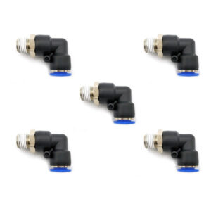 Conector racor rápido neumático codo 1/4 NPT x 3/8 Instrutek Racor neumático tipo codo para tubing 3/8 pulgadas Conector neumático rápido 1/4 NPT Instrutek