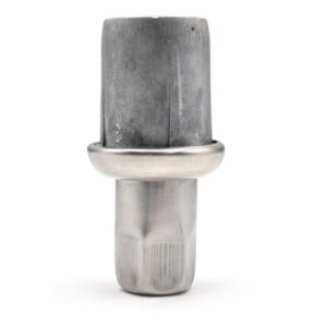 Pie nivelador para tubo de 1 1/2", fabricado en acero inoxidable 304 y aluminio.