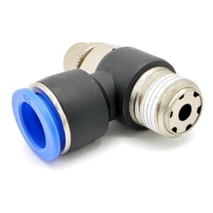 Conector / Regulador De Caudal Neumático Codo 3/8 Npt X 1/2"