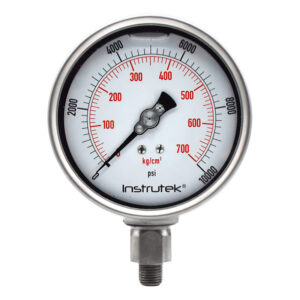 Manómetro 4", lleno de líquido premium, 1/4" NPT, inferior, 10000 psi-kg/cm2