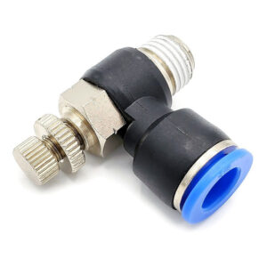 Conector / Regulador De Caudal Neumático Codo 1/4 npt X 3/8"