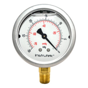 Vacuómetro 2.5", lleno de líquido premium, 1/4" NPT, inferior, 30 Vac inHg-cmHg