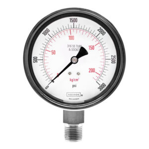 Manómetro 4", acero inoxidable, 1/2" NPT, inferior, 3000 psi