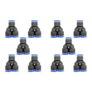 Paquete de 10 racores unión neumáticos Yee 1/2 marca Instrutek Conector neumático Yee 1/2 para aire comprimido industrial Racor neumático Instrutek de acoplamiento rápido para sistemas neumáticos