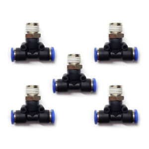 Racor neumático Tee 1/4 x 1/4 Instrutek Conector rápido neumático tipo Tee Racor Tee 1/4 NPT macho para tubing 1/4