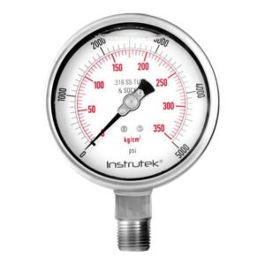 Manómetro 4", acero inoxidable, 1/2" NPT, inferior, 5000 psi-kg/cm2