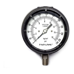 Manómetro 4.5", fenólico, 1/2" NPT, inferior, 230 psi-kg/cm2