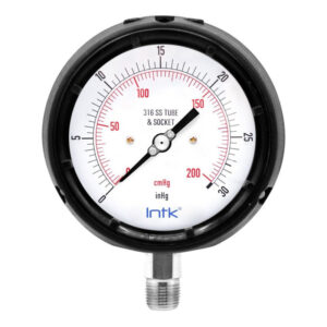 4.5” Solid front, safety gauge, phenolic case, 1/2" NPT, bottom connection, 0 to 30 psi-kPa