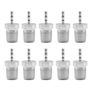 Espiga para mangueras con rosca macho de 1/4" NPT x 1/8", fabricado en latón y un recubrimiento en niquel.