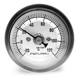 Termómetro 2 pulgadas, posterior, 1/4" NPT, vástago 6", rango -20 a 120 C-F