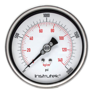 Manómetro 4", lleno de líquido premium, 1/4" NPT, posterior, 2000 psi-kg/cm2