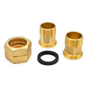 Conectores de latón para medidores de agua con rosca de 1 1/2" NPT, (incluye empaques)