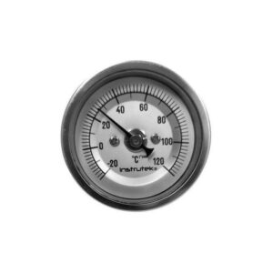 Termómetro 2 pulgadas, posterior, 1/4" NPT, vástago 2.5", rango -20 a 120 C-F