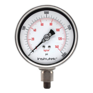 Manómetro 4", lleno de líquido premium, 1/4" NPT, inferior, 2000 psi-kg/cm2