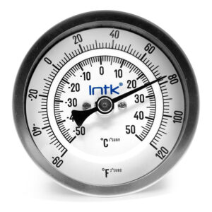 3" Bimetal thermometer, 1/2" NPT, back connection, range -60 to 120 F-C