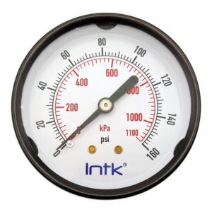 2.5" Standard, dry, pressure gauge, black steel case, 1/4" NPT, back connection, 0 to 160 psi-kPa