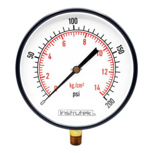 Manómetro 8", estándar, 1/2" NPT, inferior, 200 psi-kg/cm2