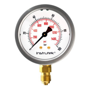 Manómetro 2.5", lleno de líquido premium, 1/4" BSPP, inferior, 100 bar-psi