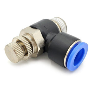 Conector / Regulador De Caudal Neumático Codo 3/8 Npt x 12 mm