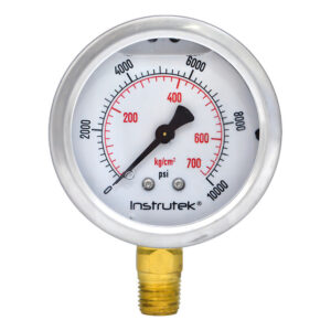Manómetro 2.5", lleno de líquido premium, 1/4" NPT, inferior, 10000 psi-kg/cm2