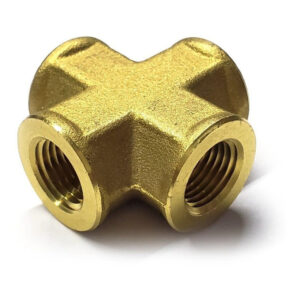 Conector en cruz hembra, fabricado en latón (dorado) de 1/4" NPT