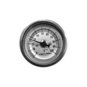Termómetro 2 pulgadas, posterior, 1/4" NPT, vástago 2.5", rango 0 a 100 C-F