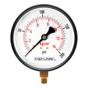 Manómetro 4", estándar, 1/4" NPT, inferior, 200 psi-kg/cm2