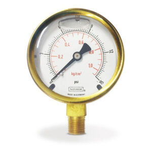 Manómetro 2.5", cuerpo de bronce, 1/4" NPT, inferior, 15 psi