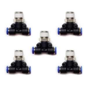 Racor rápido neumático Tee 1/4 NPT x 4 mm Instrutek Tee neumática macho 1/4 para tubing 4 mm Conector neumático tipo Tee de acoplamiento rápido