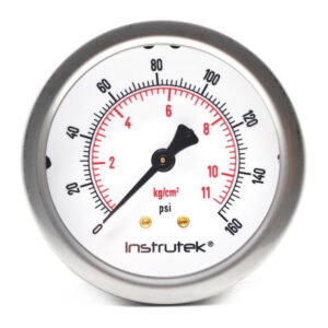 Manómetro 2.5", acero inoxidable, 1/4" NPT, posterior, 160 psi-kg/cm2