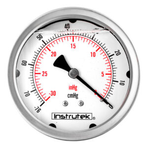 Vacuómetro 4", lleno de líquido (O.E.M.), 1/4" NPT, posterior, 30 Vac inHg-cmHg