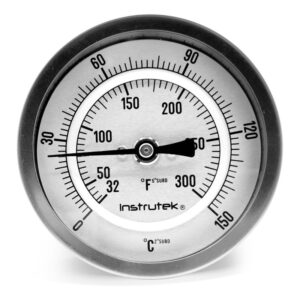 Termómetro 3 pulgadas, posterior, 1/2" NPT, vástago 4", rango 0 a 150 C-F
