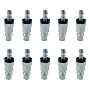 Espiga para cople rápido y mangueras de 1/4" x 3/8", fabricado en latón y un recubrimiento en niquel.