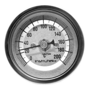 Termómetro 2 pulgadas, posterior, 1/4" NPT, vástago 6", rango 0 a 200 C-F