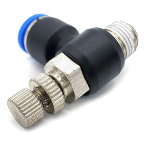 Conector / Regulador De Caudal Neumático Codo 1/8 Npt X 1/4