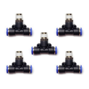 Racor neumático Tee 1/4 x 8mm Instrutek Conector rápido neumático tipo Tee Racor Tee 1/4 NPT macho para tubing 8 mm