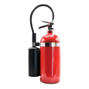 Extintor con capacidad de 5 lbs para CO2. Incluye soporte
