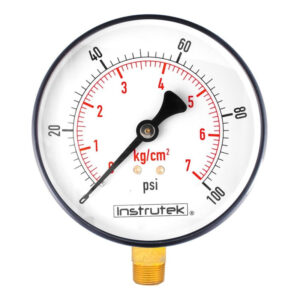 Manómetro 6", estándar, 1/2" NPT, inferior, 100 psi-kg/cm2