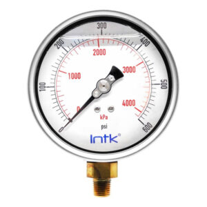 4” Liquid filled (O.E.M.), pressure gauge, 1/4” NPT, bottom connection, 0 to 600 psi-kPa