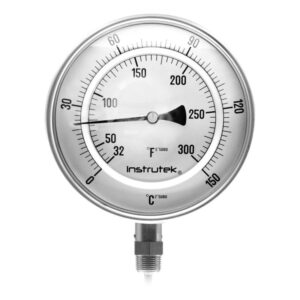 Termómetro 6 pulgadas, inferior, 1/2" NPT, vástago 6", rango 0 a 150 C-F