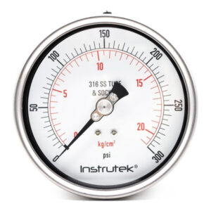Manómetro 4", acero inoxidable, 1/2" NPT, posterior, 300 psi-kg/cm2