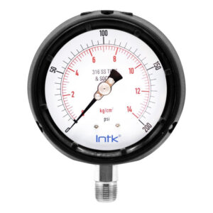 4.5” Solid front, safety gauge, phenolic case, 1/2" NPT, bottom connection, 0 to 200 psi-kPa
