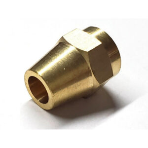 Tuerca corta, fabricado en latón (dorado) de 1/4" flare