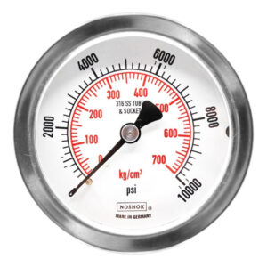 Manómetro 2.5", acero inoxidable, 1/4" NPT, posterior, 10000 psi-kg/cm2