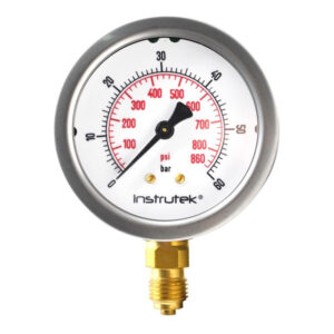 Manómetro 2.5", lleno de líquido premium, 1/4" BSPP, inferior, 60 bar-psi