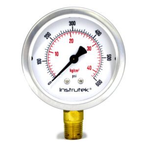 Manómetro 2.5", lleno de líquido premium, 1/4" NPT, inferior, 600 psi-kg/cm2