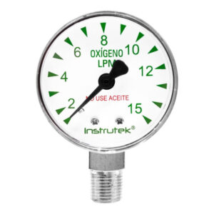 Manómetro 1.5", oxígeno medicinal, 1/8" NPT, inferior, 15 lpm